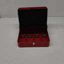 xydled Cash Box with Money Tray and Key Lock,Money lock box with Cash Tray,Safe Lock Box Tiered,4 Bill / 5 Coin Slots,11.8" x 9.5" x 3.5",Red No Key