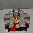 JOYIN Ugly Christmas Sweater Women Men Couples, LED Light Up Ugly Christmas Sweater Kids 2025 Reindeer(Gray), Small
