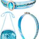 Topney Arabian Princess Costume for Girls - Kids Birthday Halloween Cosplay Party Outfit with Sequin Small bag, Headband 9-10 Years