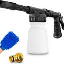 Car Wash Foam Gun + Microfiber Wash Mitt - Car Foam Sprayer - Foam Cannon for Hose - Spray Foam Gun Cleaner - Snow Foam Blaster for Cars, Boats, RVs, Foam Cannon Connects to Any Garden Hose (Classic - Black)