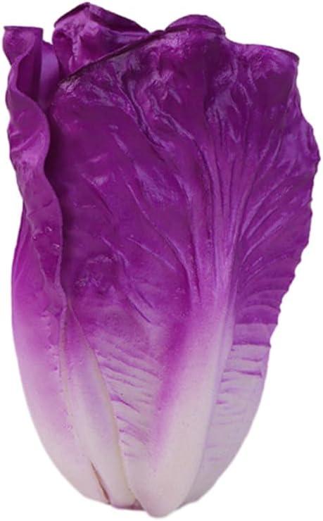Alipis Artificial Vegetables Purple Lettuce Faux Plants for Table Home Decor Realistic Pu Simulation Fake Lettuce Model for Kitchen Display and Educational Use