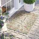 Spring Summer Floral Welcome Front Door Mat, Vintage Flower | Wildflower Decorative Doormat Non-Slip Floor Entryway Rug, Botanical Farmhouse Indoor Outdoor Home Kitchen Decoration
