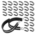 HAKZEON 50 Pack 2 Inch Stainless Steel Cable Clamp, 50mm Wire Conduit Clamps, Rubber Cushioned Insulated Clamp for Tube, Pipe or Wire Cord Installation
