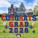 Chunful 23 Pcs 2026 Graduation Yard Sign Decorations,Blue and Red Class of 2026 Congrats Graduation Lawn Signs Large Grad Yard Signs with 46 Stakes for Outdoor Lawn Party Decor Supplies