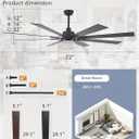 ZMISHIBO 72 inch Large Ceiling Fans with Lights and Remote, Indoor/Outdoor Black Modern Ceiling Fan for Kitchen Living Room Patio, 6 Speed Reversible Quiet DC Motor, 3 CCT, Dual Finish 8 Blades