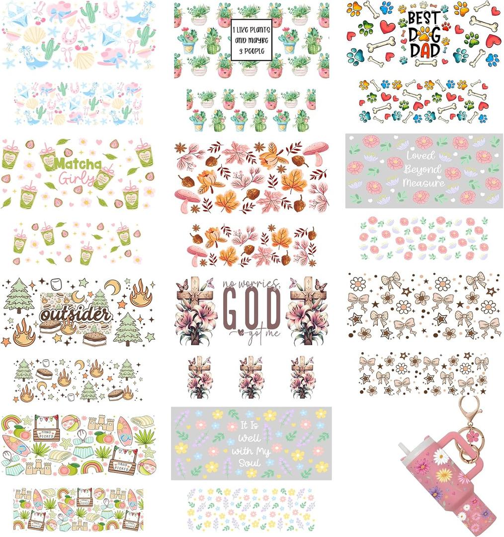 42pcs God Camiping Jesus Plant Cactus MINI UV DTF Stickers for 40oz Cups Keychain Sunflower Book mini uvdtf Key Pendant Packaging for Tumbler Rub on Bow Ghost Dog Dad Cat Lemon DIY Crafts Shell Summer