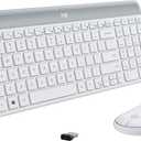 Logitech MK470 Slim Wireless Keyboard and Mouse Combo - Modern Compact Layout, Ultra Quiet, 2.4 GHz USB Receiver, Plug n' Play Connectivity, Compatible with Windows - Off White