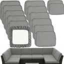 Sqodok Outdoor Cushion Covers 14Pcs Patio Cushion Slipcovers, Replacement Waterproof for 6-Seaters Sofa, Outdoor Furniture Cushion Slipcovers Set Seat and Back, Covers Only, Grey (25"Lx25"Wx4"H)