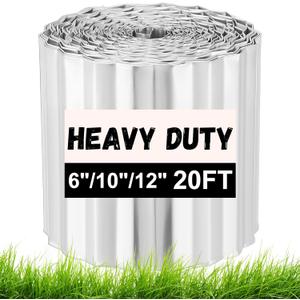 Tandefio Corrugated Metal Garden Edging 10 in x 20 ft Landscape Galvanized Sturdy Edging Border for DIY Flower Bed Lawn Landscaping (White)