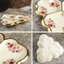 fanquare 3 Compartment Platter, Gold Porcelain Appetizer Serving Tray, Floral Ceramic Divided Serving Plate for Fruit, Candy, Nuts, Large