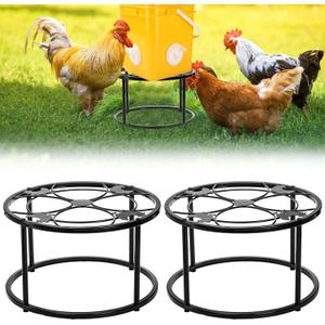 2 Pack Metal Stand for Chicken Feeder Waterer, Stable Chicken Water Feeder Stand Holder with 4 Legs, Heavy Duty Iron Supports Rack for Chicken Feeder Port, Poultry, Buckets, Barrels