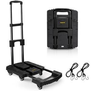 Voipvvii Folding Hand Truck 500lbs, Portable Heavy Duty Dolly Cart, 6 Wheels Collapsible Luggage Cart with 2 Elastic Ropes - Compact Trolley Cart for Easy Moving - Ideal Hand Cart for Travel and More