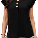 Women's Dressy Casual Shirt Sleeveless V-Neck Button Down Work Tops Business Casual Summer Tops (Black, XL)