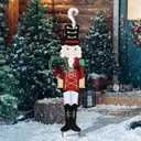 WONDER GARDEN Christmas Metal Yard Stakes, Nutcracker Solider Christmas Garden Stakes Yard Signs, Outdoor Christmas Decorations for Lawn Party Outside (black)