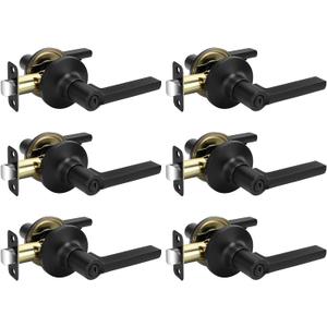 Haidms Black Door Handles Interior, Privacy Matte Black Interior Door Handles for Bedroom Bathroom, Door Levers Right&Left Handing, 6 Pack