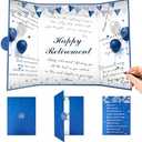 Roetyce Retirement Party Decorations, Blue Silver Retirement Guest Book, Hapyy Retirement Decorations, Best Retirement Gifts for Men Women, Retirement Signature Board, Jumbo Retirement Card Keepsake