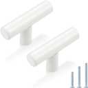 Probrico 5 Pack| White Cabinet Knobs Single Hole T Bar Euro Style Handles Kitchen Cupboard Stainless Steel Modern Cabinet Hardware