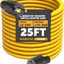 Kanayu 25ft Generator Transfer Switch Adapter Cord Compatible with NEMA L5-30p to L14-30r, 30 Amp Locking 3 Prong to 4 Prong Adapter Rv Generator to House Inlet Box, STW 10 Awg, Etl Listed