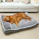 Dog Bed for Large Dogs, Dog Mattress with Pillow for Crate Kennel, Sofa pet Bed, Super Soft pet Bed for Medium, Jumbo, Small Dogs Breeds (Grey, Large:(31"x25"x3"))