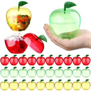 Layhit 30 Pack Large Plastic Apple Containers Teacher Appreciation Gifts Bulk Mixed Colors Graduation Shaped Candy Jar Boxes for Back to School Teacher Rosh Hashana Party Supplies(4.1 x 3.5 Inches)