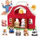 Toys for 1 2 3 Years Old Boys and Girls, Big Barn Playset with Farm Animal, Preschool Montessori Toy, Farm Playset with Big Red Barn & Farmer, Christmas & Birthday Gift Toy for Kids