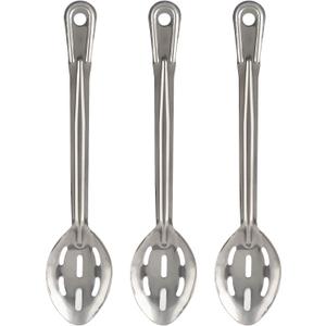 Perforated Stainless Steel Spoon - Serving Slotted Spoons for Restaurant - Large Metal Commercial Tablespoon for Cooking 3 Pcs