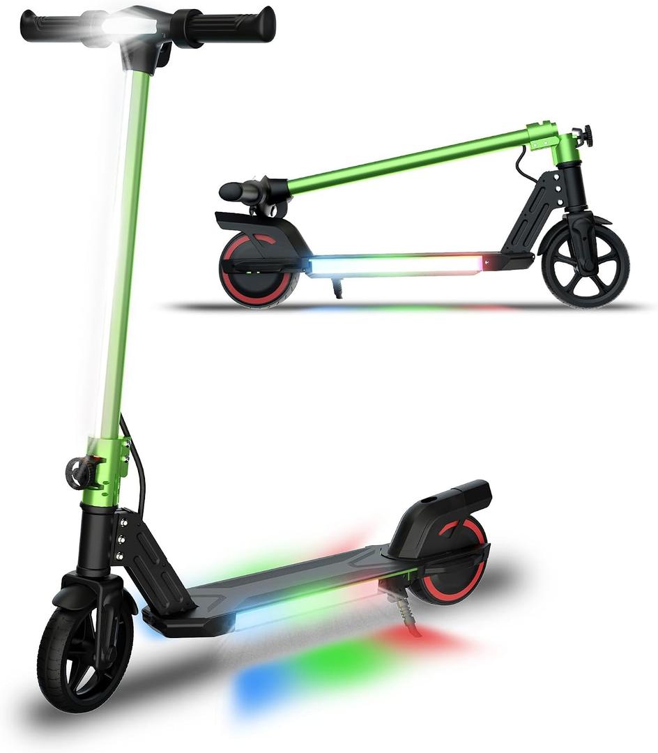 Foldable Electric Scooter for Kids, with Bright Front LED Lights,Shining Pedal, LED Display, Dual Brakes 150W Motor Kids Electric Scooter, UL2272 Certified