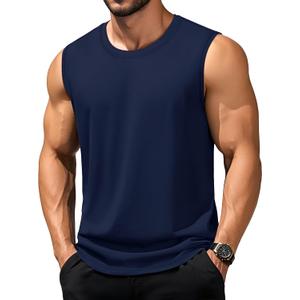 TACVASEN Tank Top for Men Moisture Wicking Cotton Sleeveless Shirts Muscle Gym Workout Causal Summer Tank Tops (Blue, XXL)