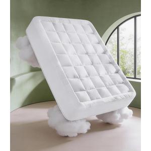 Mattress Pad King Size Quilted Fitted Mattress Protector Cotton Pillow Top Cover w/ 8-16" Deep Pockets Thick, Comfy & Plush Cooling, Breathable & Noiseless Machine Washable 78 x 80 (White)