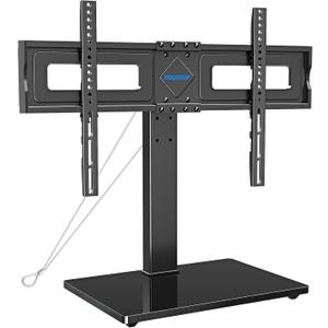 MOUNTUP Universal TV Stand, Table Top TV Stands for 37 to 65, 70, 75 Inch Flat Screen TVs, Height Adjustable, Tilt, Swivel TV Mount with Tempered Glass Base Hold up to 88lbs, Max VESA 600x400mm MU0031