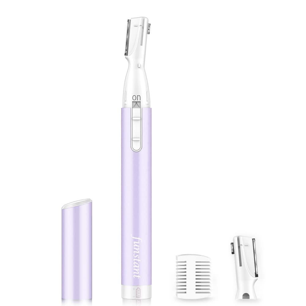 Upgraded Eyebrow Trimmer, Precision Electric Eyebrow Razor for Women Battery-Operated Facial Hair Remover with Comb No Pulling Sensation Painless for Face Chin Neck, Upper-Lip, Peach-Fuzz (Violet Mist Purple)