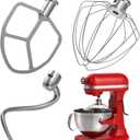Stainless Steel Accessories 3 Piece Kit for KitchenAid 5.5 and 6 Quart Lift-Up Stand Mixers, Includes 5.5-6QT Flat Beater, Dough Hook, KN256WW 6-Wire Whisk for Kitchen Aid Attachments & 6 Qt Bowl