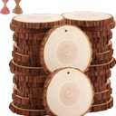 Natural Wood Slices TICIOSH Craft Unfinished Wood kit Predrilled with Hole Wooden Circles for DIY Crafts Wedding Decorations Christmas Ornaments Arts Wood Slices (50 Pcs 2.0-2.4 inches)