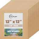 CALPALMY 24-Pack MDF Board 1/8 Inch Thick 12" x 12" Unfinished Wood Panels, 3mm Thick Medium Density Fiberboard Wood Boards for Crafts, Painting, Carpentry, Engraving, Interior Design, and More