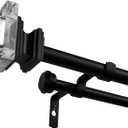 Exclusive Home Prism Double Curtain Rod and Finial Set, Matte Black, 36"-72"