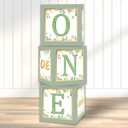 1st Birthday Boxes Decorations - 3Pcs Sage Green and Gold Miss Onederful Balloons Boxes for Girls One Year Old Party Cardboard Box Decor, 1st Birthday Party Supplies