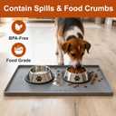 Extra Thick Silicone Mat Waterproof with Raised Edge 19 x 12, BPA Free Non-Slip Dog & Cat Food Mat, Feeding Mat for Food and Water Bowls, Spill Proof Mat to Protect Floors, Gray
