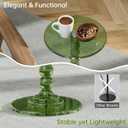 Acrylic Side Table, End Table Round Top with Solid Post for Living Room, Bedroom, Balcony, Easy Assembly (Pedestal, Green)
