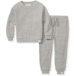 Burt's Bees Baby baby-boys Shirt and Pant Set, Top & Bottom Outfit Bundle, 100% Organic Cotton (3T, Heather Grey Thermal)