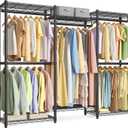 SONGMICS Heavy-Duty Clothes Rack, Garment Rack, Portable Closet, 68.7-Inch Wide Clothing Rack with Adjustable Mesh Shelves and Hanging Rails, Ink Black ULGR433B01 (Medium), Ink Black 