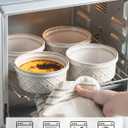 12 oz Souffle Ramekins Oven Safe with Lids, Small Creme Brulee Dishes, Ceramic Custard Cups Baking Bowls for Dessert, Dipping Sauce, Pudding, Set of 4, Beige