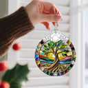 3 x Stained Glass Ornament, Tree of Life Christmas Ornaments, Christmas Tree Ornaments, Holiday Ornament & Festive Home Decor, Exquisite Party Gifts for Nature Lovers & Tree of Life Gifts