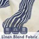 DriftAway Kitchen Tier Curtains - Striped Linen Short Pinstripe Cafe Curtains 45 Inch Length for Living Room Bathroom Chris Farmhouse Rustic - Rod Pocket 2 Panels Ivory Dark Blue