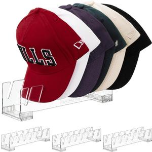 Vtopmart 4 Pack Hat Organizer Holder for Baseball Caps Storage, Clear Hats Display Stand Holds Up to 28 Caps for Closet, Dresser
