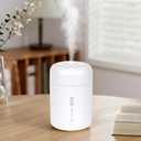 Portable Mini Humidifier, 300ml USB Cool Mist Small Humidifier with Colorful Lights, Perfect for Bedroom, Office, Plants, Travel & Car (White)