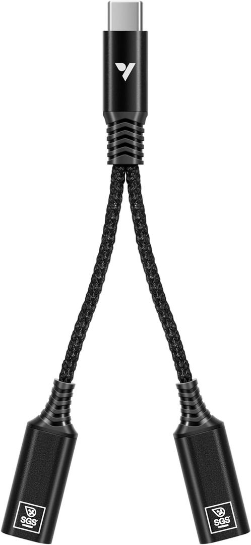 VIVOSUN USB-C Splitter with 1 Male to 2 Female, 2-in-1 Type C Splitter, Daisy-Chain Adapter Dongle for GrowHub Controller E42A