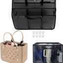 XYFuuee Beach Bag Organizer Inserts for Original Large Bogg Bag Accessories with 8 Removable Metal Fasteners, Lightweight Mesh Insert Divider Pouch, Organizing Rubber Tote, Save Space, Black XL