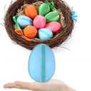 Easter Decoration Egg Hanging Ornaments, 8 Pcs 3 inch Large Decorations Artificial Velvet Colorful Tree Gifts Box for Trees Spring Decorative for DIY Crafts Party School Office Home Decor