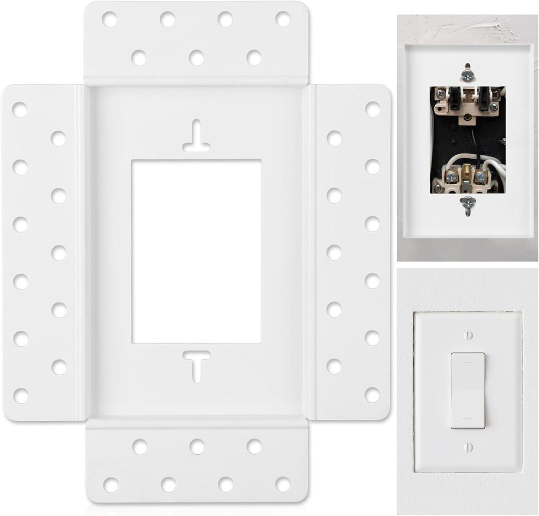1 Gang Flush Drywall Receptacle Mount White Elegant Wall Mount for Receptacles and Electrical Outlets Home Commercial Spaces
