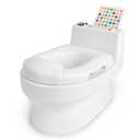 Fisher-Price 2-N-1 Potty Trainer with Flushing Sounds, Chart & Storage White Floor Potty Chair with Splash Guard, Removable Ring & Bowl, Patented Snap Safe Ring Technology